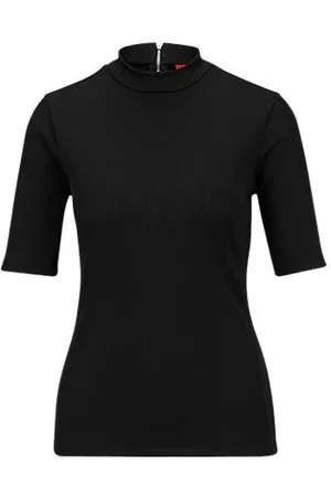HUGO BOSS Naiset Topit - Slim-fit top in ribbed stretch jersey