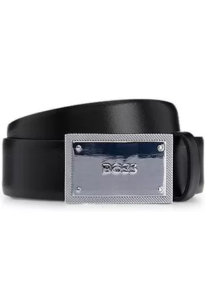 HUGO BOSS Miehet Vyöt - Italian-leather belt with branded plaque buckle