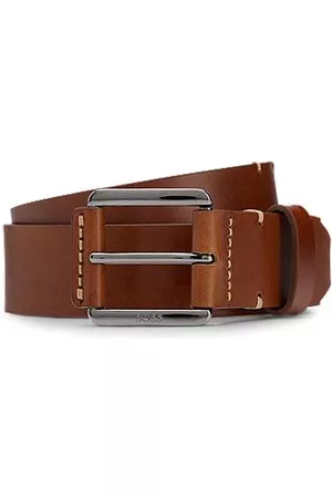 HUGO BOSS Miehet Vyöt - Italian-leather belt with camel-toned stitching