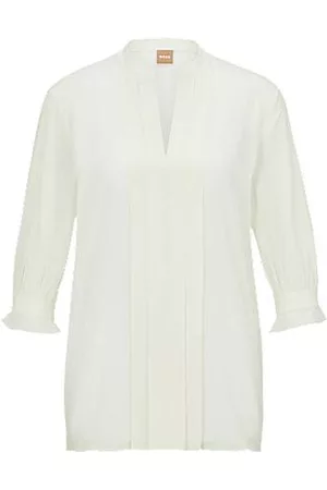 HUGO BOSS Naiset Puserot - Regular-fit blouse in pure silk with pleat front