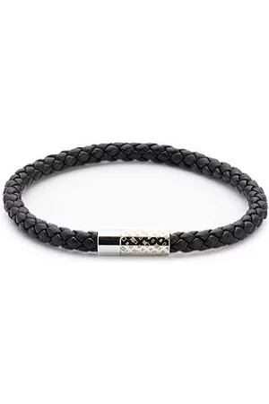 HUGO BOSS Miehet Kalvosinnapit - Braided-leather cuff with monogrammed magnetic closure