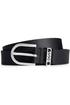 HUGO BOSS Naiset Vyöt - Grained-leather belt with polished-silver logo keeper