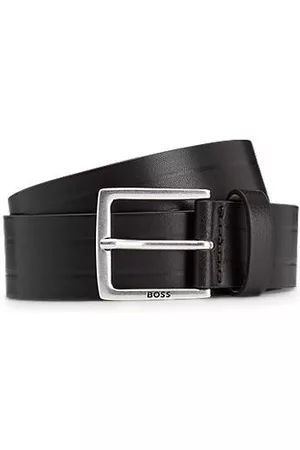 HUGO BOSS Miehet Vyöt - Emed-leather belt with silver-effect buckle