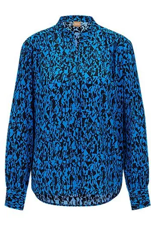 HUGO BOSS Naiset Puserot - Regular-fit blouse in silk with seasonal print