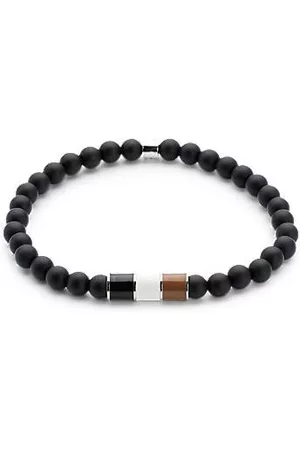 HUGO BOSS Miehet Kalvosinnapit - Agate beaded cuff with signature-stripe detail