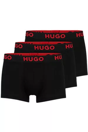HUGO BOSS Miehet Bokserit - Three-pack of stretch-jersey trunks with logo waistbands
