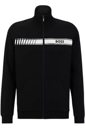 HUGO BOSS Miehet Päällystakit - Organic-cotton zip-up jacket with stripe and logo