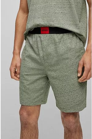 HUGO BOSS Miehet Pyjamat - Relaxed-fit cotton-blend pyjamas with red logo label