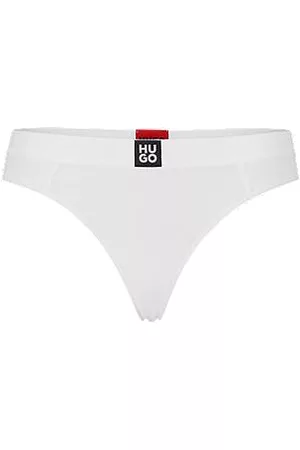 HUGO BOSS Naiset Alushousut - Ribbed stretch-modal briefs with stacked-logo waistband