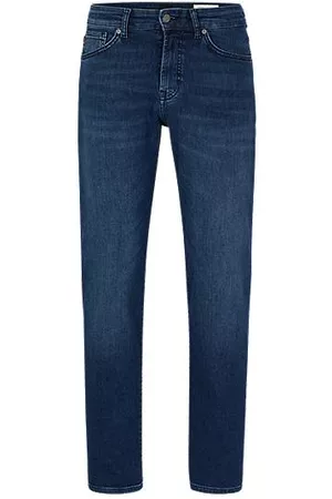 HUGO BOSS Miehet Stretch Farkut - Regular-fit jeans in mid-blue super-stretch denim