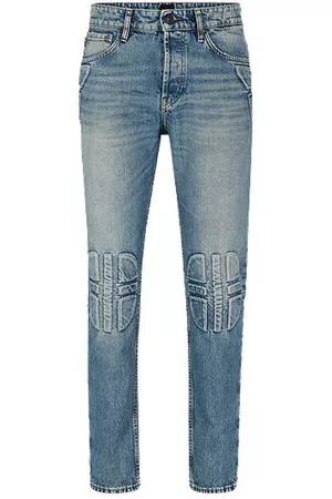 HUGO BOSS Miehet Tapered Farkut - Regular-fit biker-style jeans in mid- denim