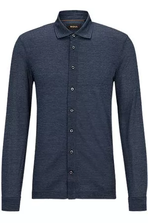 HUGO BOSS Miehet Paidat - Regular-fit jersey shirt in silk and wool