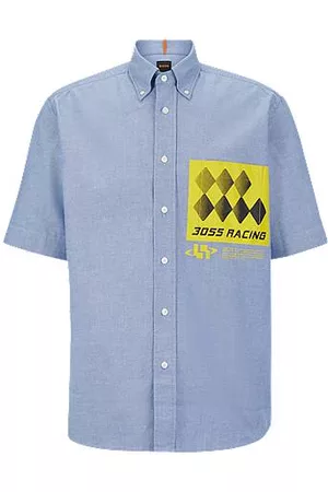 HUGO BOSS Miehet Paidat - Relaxed-fit shirt in cotton with racing-inspired details