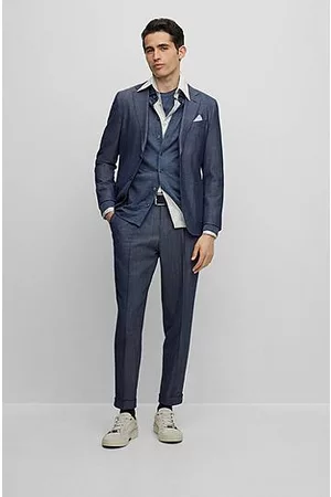 HUGO BOSS Miehet Puvut - Slim-fit suit in stretch wool with silk and linen