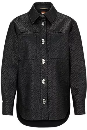 HUGO BOSS Naiset Talvitakit - Regular-fit blouse in monogram-emed faux leather