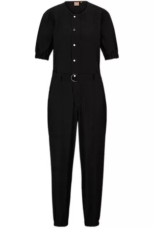 HUGO BOSS Naiset Haalarit - Belted jumpsuit with press studs and concealed zip