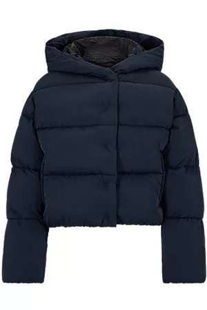 HUGO BOSS Naiset Päällystakit - Hooded puffer jacket in crinkle fabric with signature lining