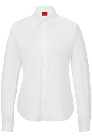 HUGO BOSS Naiset Puserot - Slim-fit blouse in organic cotton with stretch