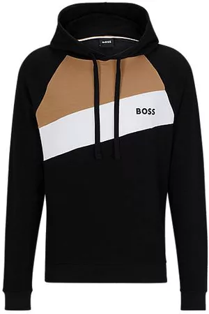 HUGO BOSS Miehet Pyjamat - Signature-stripe hoodie with embroidered logo