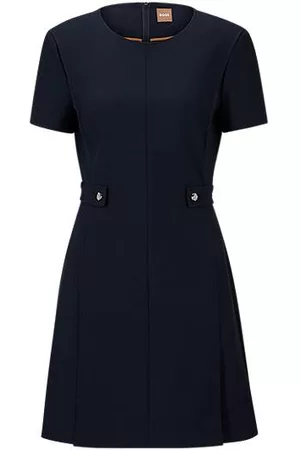 HUGO BOSS Naiset Minimekot - Short-sleeved dress with partial-belt detail