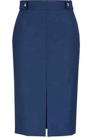 HUGO BOSS Naiset Kynähameet - Button-trim pencil skirt in micro- virgin wool