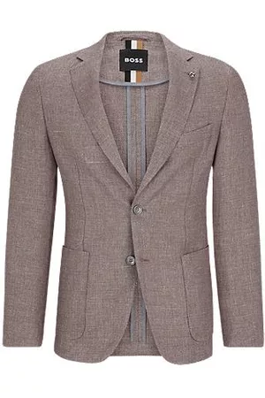HUGO BOSS Miehet Päällystakit - Slim-fit jacket in micro-patterned linen and wool