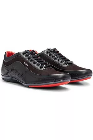 HUGO BOSS Miehet Tennarit - Nappa-leather trainers with carbon-fibre detailing