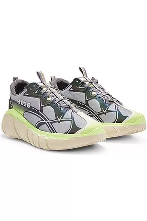 HUGO BOSS Miehet Tennarit - Mixed-material trainers with decorative reflective waves