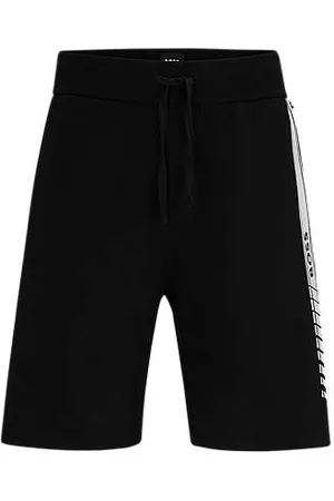 HUGO BOSS Miehet Pyjamat - Organic-cotton shorts with stripes and logo