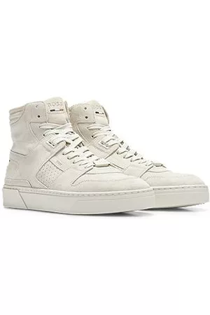 HUGO BOSS Miehet Tennarit - Leather high-top trainers with signature-stripe detail