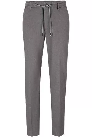 HUGO BOSS Miehet Housut - Regular-fit trousers in anti-wrinkle cotton-blend twill