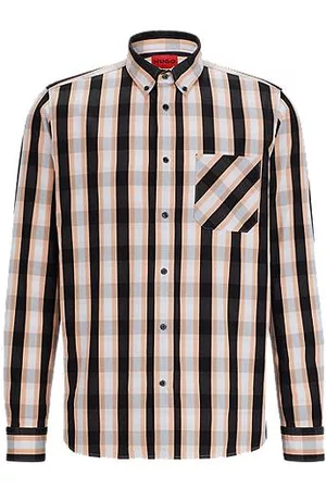 HUGO BOSS Miehet Paidat - Relaxed-fit shirt in checked cotton poplin