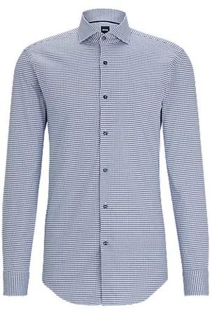 HUGO BOSS Miehet Kauluspaidat - Slim-fit shirt in micro-structured stretch cotton
