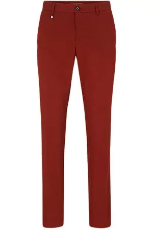 HUGO BOSS Miehet Kapeat - Slim-fit trousers in stretch cotton with signature stripe