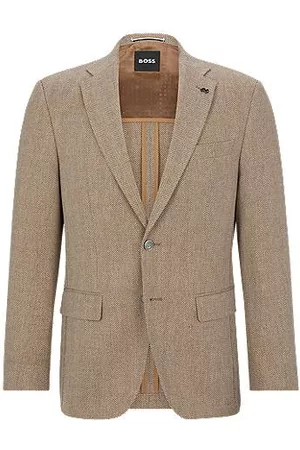 HUGO BOSS Miehet Päällystakit - Slim-fit jacket in herringbone cotton and virgin wool