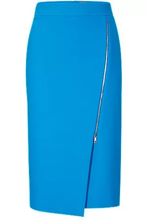 HUGO BOSS Naiset Kynähameet - Pencil skirt in stretch fabric with asymmetric front zip