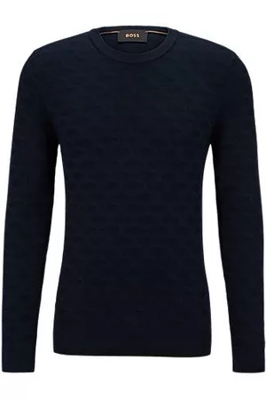 HUGO BOSS Miehet Neuletakit - Silk sweater with jacquard pattern