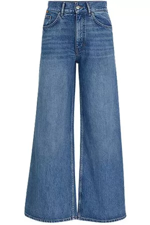 HUGO BOSS Naiset Leveälahkeiset Farkut - High-waisted wide-leg jeans in blue denim