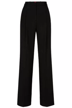 HUGO BOSS Naiset Suorat - Relaxed-fit trousers in stretch fabric with front pleats