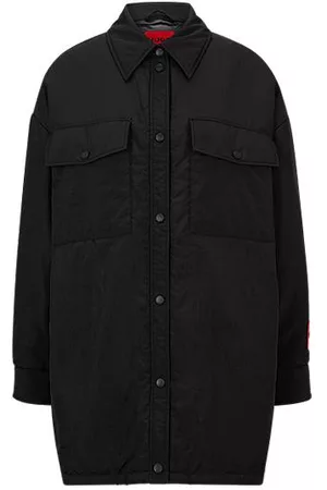 HUGO BOSS Naiset Päällystakit - Relaxed-fit overshirt with red logo label