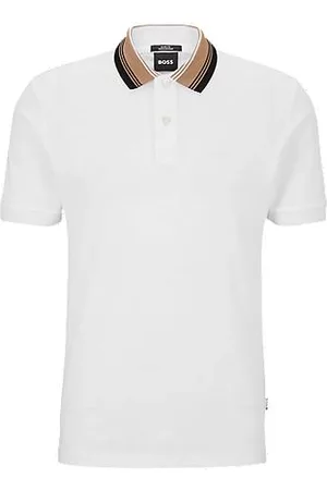 HUGO BOSS Miehet Kauluspaidat - Cotton-piqué slim-fit polo shirt with striped collar