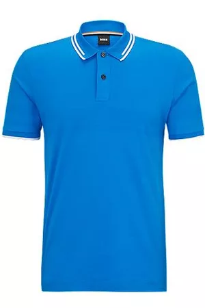 HUGO BOSS Miehet Kauluspaidat - Interlock-cotton slim-fit polo shirt with jacquard stripes