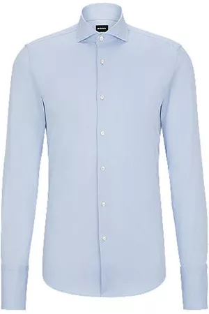 HUGO BOSS Miehet Kauluspaidat - Slim-fit shirt in structured stretch cotton