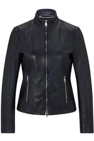 HUGO BOSS Naiset Nahkatakit - Nappa-leather jacket with two-way zip