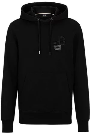 HUGO BOSS Miehet Collegepaidat - Cotton-terry hoodie with printed and embroidered monograms
