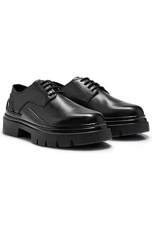 HUGO BOSS Miehet Loaferit - Leather Derby shoes with chunky rubber outsole