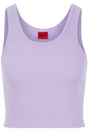 HUGO BOSS Naiset Crop - Cropped slim-fit tank top in stretch cotton
