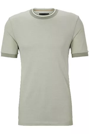 HUGO BOSS Miehet T-paidat - Micro-pattern T-shirt in cotton and silk