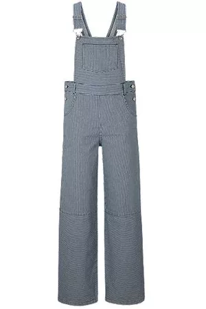 HUGO BOSS Naiset Stretch - Relaxed-fit dungarees in striped stretch cotton