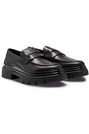 HUGO BOSS Miehet Loaferit - Leather loafers with chunky rubber outsole and removable innersole